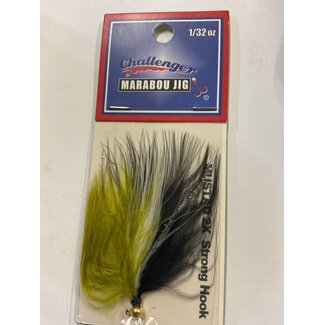 Challenger Lures CHALLENGER MARABOU JIG GOLD HD/ OLIVE, BLACK & WHITE BODY 1/32oz