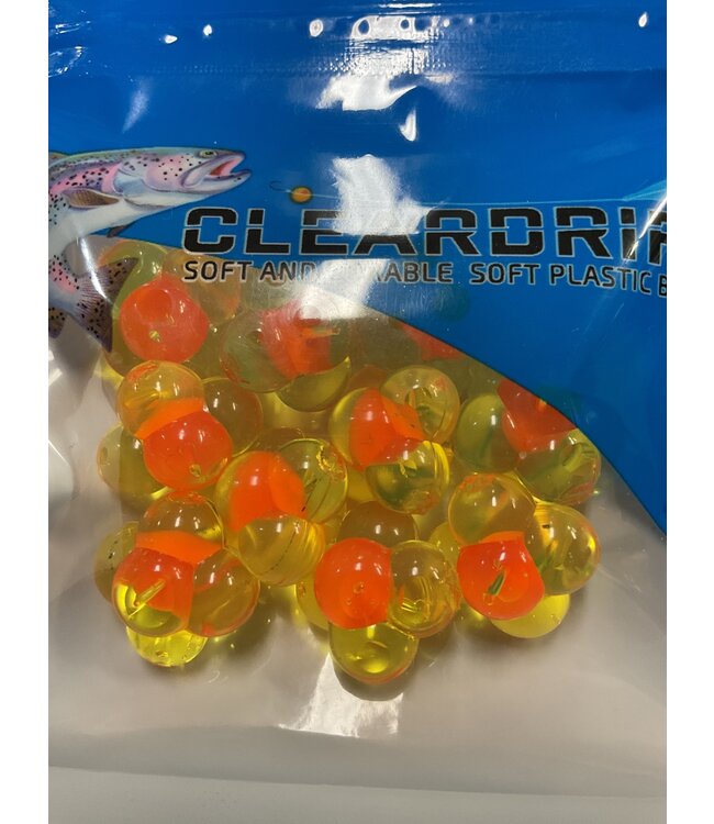 CLEARDRIFT CLEARDRIFT - EGG CLUSTER - EMBRYO - MEDIUM - 10PK - CLEAR CHARTREUSE / ORANGE DOT