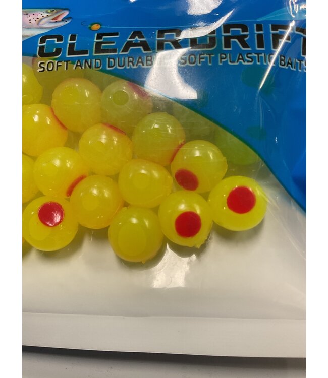 CLEARDRIFT CLEARDRIFT SOFT BEADS - EMBRYO - 10MM - 24PK - BRIGHT CHARTREUSE / RED DOT