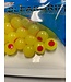 CLEARDRIFT CLEARDRIFT SOFT BEADS - EMBRYO - 10MM - 24PK - BRIGHT CHARTREUSE / RED DOT