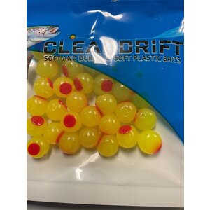 CLEARDRIFT Cleardrift Soft Beads Bright Chartreuse/Red Dot 8mm