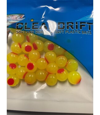 Cleardrift Soft Beads Bright Chartreuse/Red Dot 8mm