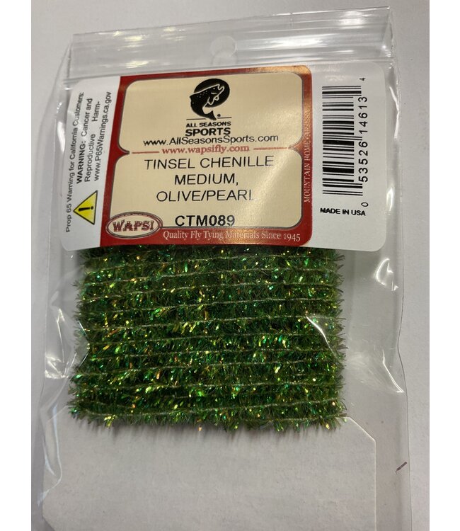 Wapsi (CTM089) TINSEL CHENILLE MEDIUM, OLIVE/PEARL