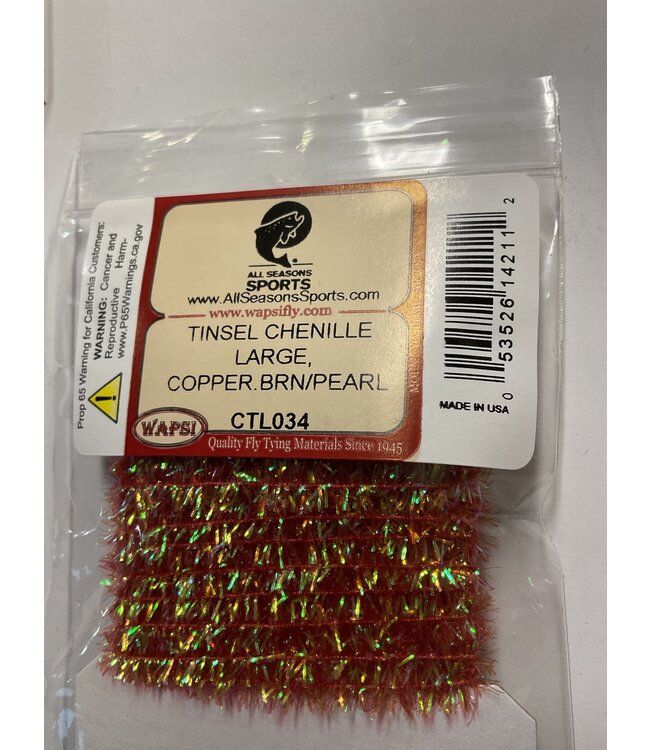 Wapsi (CTL034) TINSEL CHENILLE LARGE, COPPER.BRN/PEARL