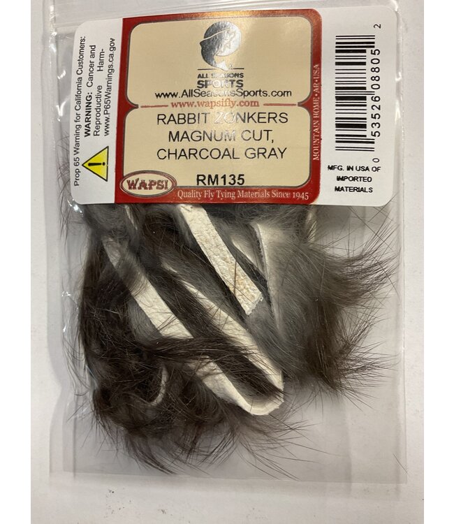 Wapsi (RM135) RABBIT ZONKERS MAGNUM CUT, CHARCOAL GRAY