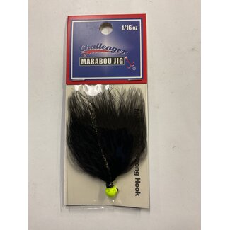Challenger Lures CHALLENGER MARABOU JIG CHARTREUSE HEAD BLACK BODY W/FLASH 1/16oz