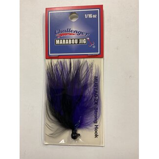 Challenger Lures CHALLENGER MARABOU JIG BLACK HEAD PURPLE, BLACK BODY W/FLASH 1/16oz