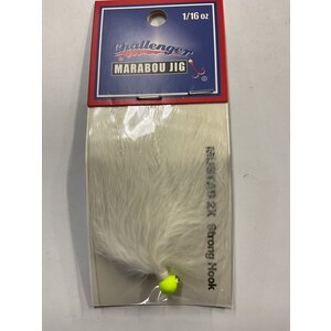 Challenger Lures CHALLENGER MARABOU JIG CHARTREUSE HEAD WHITE BODY  W/FLASH 1/16oz