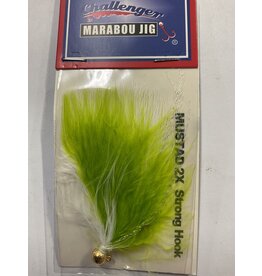 Challenger Lures CHALLENGER MARABOU JIG GOLD HEAD CHARTREUSE WHITE BODY W/FLASH 1/16oz