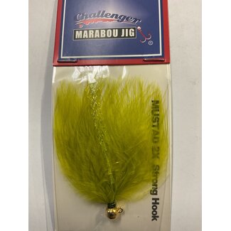 Challenger Lures CHALLENGER MARABOU JIG GOLD HEAD OLIVE BODY W/FLASH 1/16oz