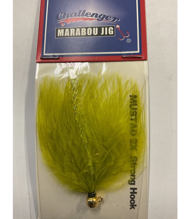 Challenger Lures CHALLENGER MARABOU JIG GOLD HEAD OLIVE BODY W/FLASH 1/16oz