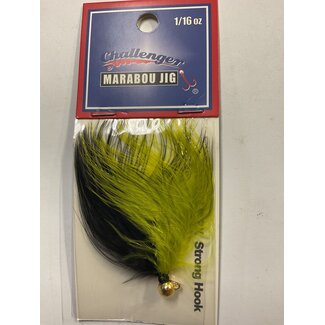 Challenger Lures CHALLENGER MARABOU JIG GOLD HEAD OLIVE & BLACK BODY W/FLASH 1/16oz
