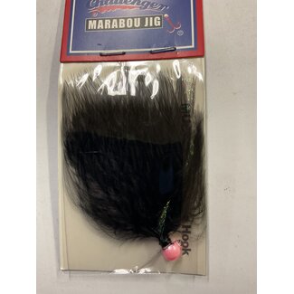 Challenger Lures CHALLENGER MARABOU JIG PINK HEAD BLACK BODY W/FLASH 1/16oz