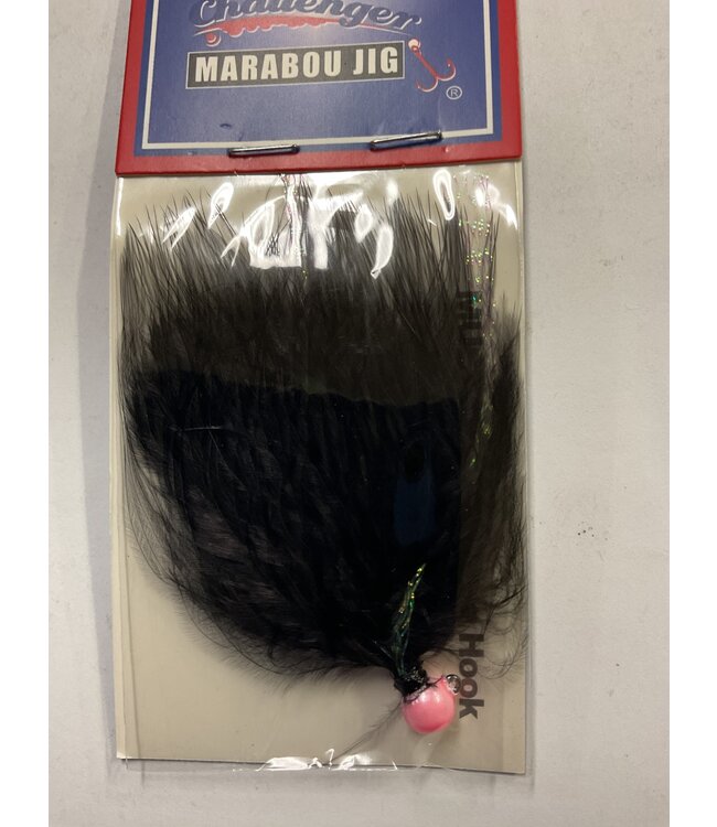 Challenger Lures CHALLENGER MARABOU JIG PINK HEAD BLACK BODY W/FLASH 1/16oz