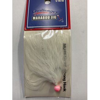 Challenger Lures CHALLENGER MARABOU JIG PINK HEAD WHITE BODY W/FLASH 1/16oz