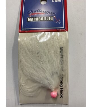 Challenger Lures CHALLENGER MARABOU JIG PINK HEAD WHITE BODY W/FLASH 1/16oz