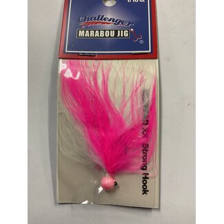 Challenger Lures CHALLENGER MARABOU JIG PINK HEAD WHITE & PINK BODY W/FLASH 1/16oz