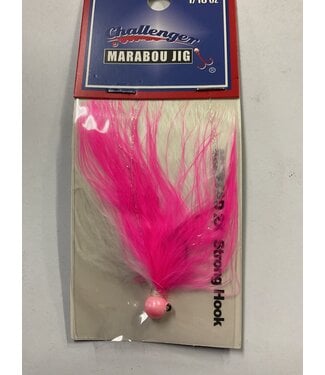 Challenger Lures CHALLENGER MARABOU JIG PINK HEAD WHITE & PINK BODY W/FLASH 1/16oz