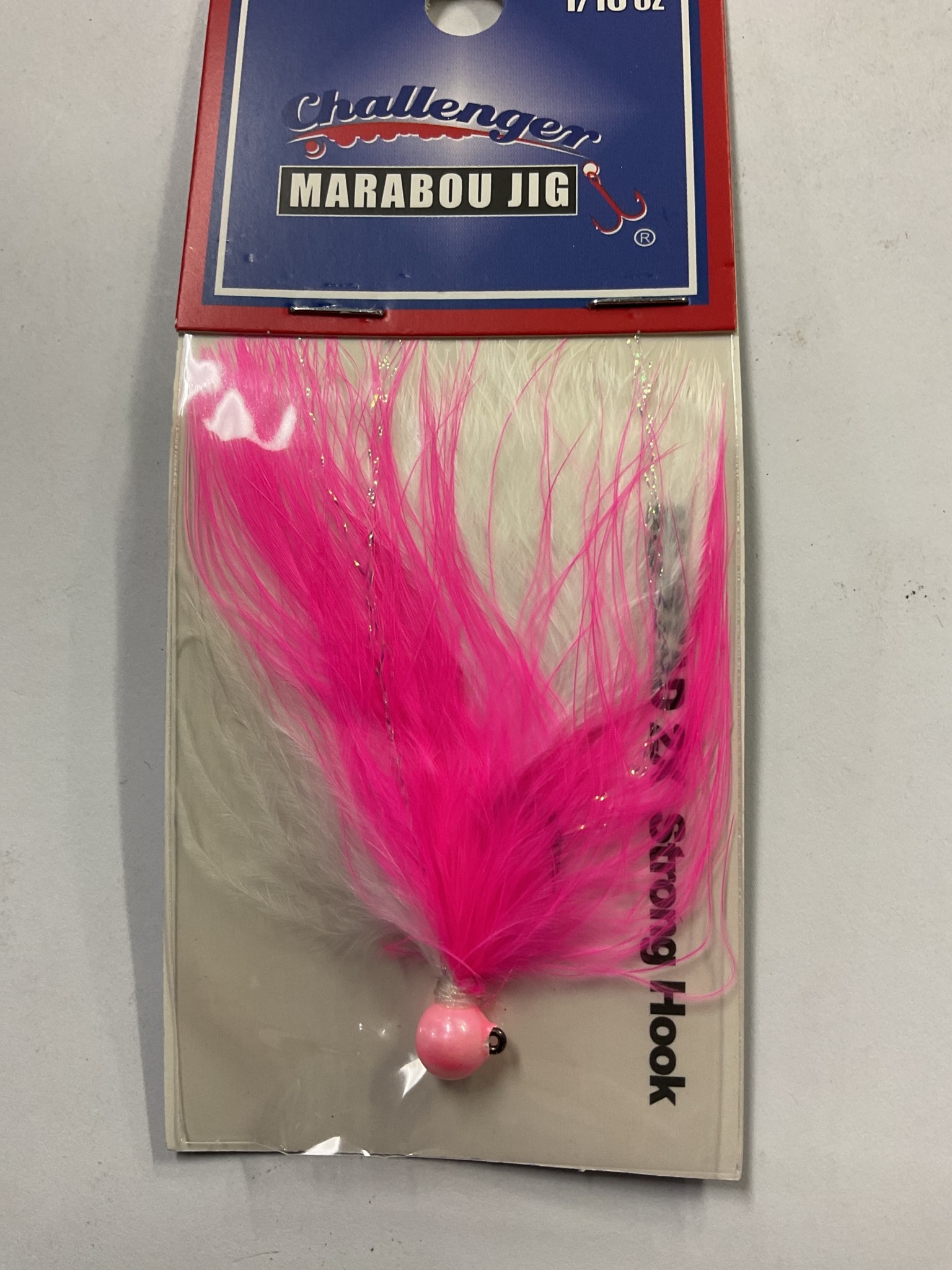 Challenger Lures CHALLENGER MARABOU JIG PINK HEAD WHITE & PINK