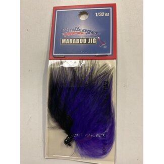 Challenger Lures CHALLENGER MARABOU JIG BLACK HEAD PURPLE BLACK BODY W/FLASH 1/32oz