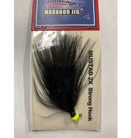 Challenger Lures CHALLENGER MARABOU JIG CHARTREUSE HEAD BLACK BODY W/FLASH 1/32oz