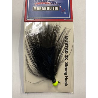 Challenger Lures CHALLENGER MARABOU JIG CHARTREUSE HEAD BLACK BODY W/FLASH 1/32oz
