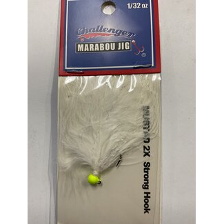 Challenger Lures CHALLENGER MARABOU JIG CHARTREUSE HEAD WHITE BODY W/FLASH 1/32oz