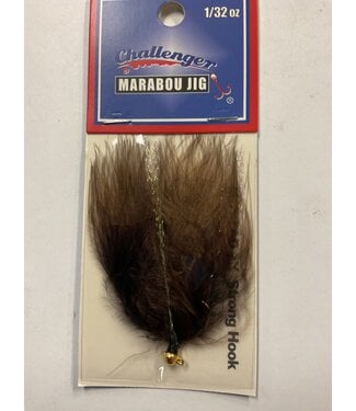 Challenger Lures CHALLENGER MARABOU JIG GOLD HEAD BROWN BODY W/FLASH 1/32oz