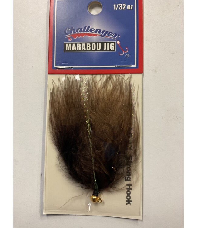 Challenger Lures CHALLENGER MARABOU JIG GOLD HEAD BROWN BODY W/FLASH 1/32oz