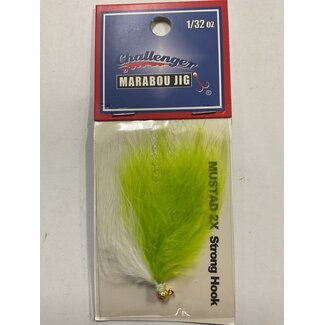 Challenger Lures CHALLENGER MARABOU JIG GOLD HEAD CHARTREUSE WHITE BODY W/FLASH 1/32oz