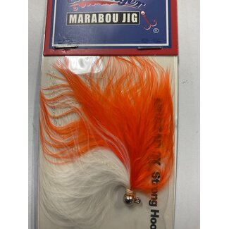 Challenger Lures CHALLENGER MARABOU JIG NICKEK HEAD ORANGE WHITE BODY W/FLASH 1/32oz