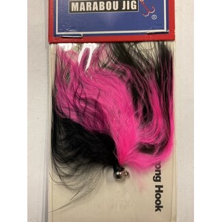 Challenger Lures CHALLENGER MARABOU JIG NICKEL HEAD BLACK PINK BODY W/FLASH 1/32oz