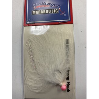 Challenger Lures CHALLENGER MARABOU JIG PINK HEAD WHITE BODY W/FLASH 1/32oz