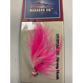 Challenger Lures CHALLENGER MARABOU JIG PINK HEAD WHITE PINK BODY W/FLASH 1/32oz