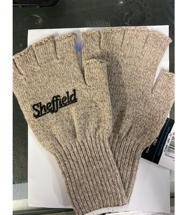 Sheffield Fishing Products SHEFFIELD RAGG WOOL 1/2 FINGER GLOVE NO DOTS (Mens) BROWN TWEED WARM  50% WOOL/50% ACRYLIC
