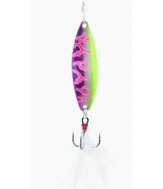 CLAM CORPORATION CLAM OUTDOORS LEECH FLUTTER SPOON 1/16OZ SZ12 GLOW PINK LIGHTENING