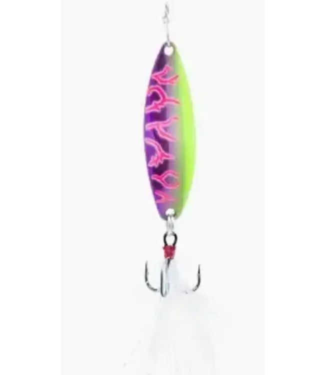 CLAM CORPORATION CLAM OUTDOORS LEECH FLUTTER SPOON 1/16OZ SZ12 GLOW PINK LIGHTENING
