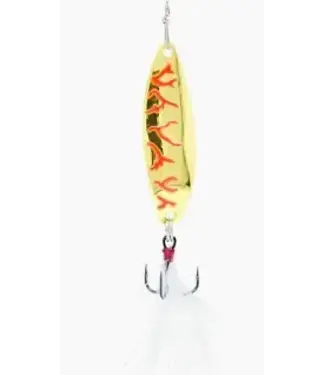 CLAM CORPORATION CLAM OUTDOORS LEECH FLUTTER SPOON 1/16OZ SZ12 GOLD RED LIGHTENING