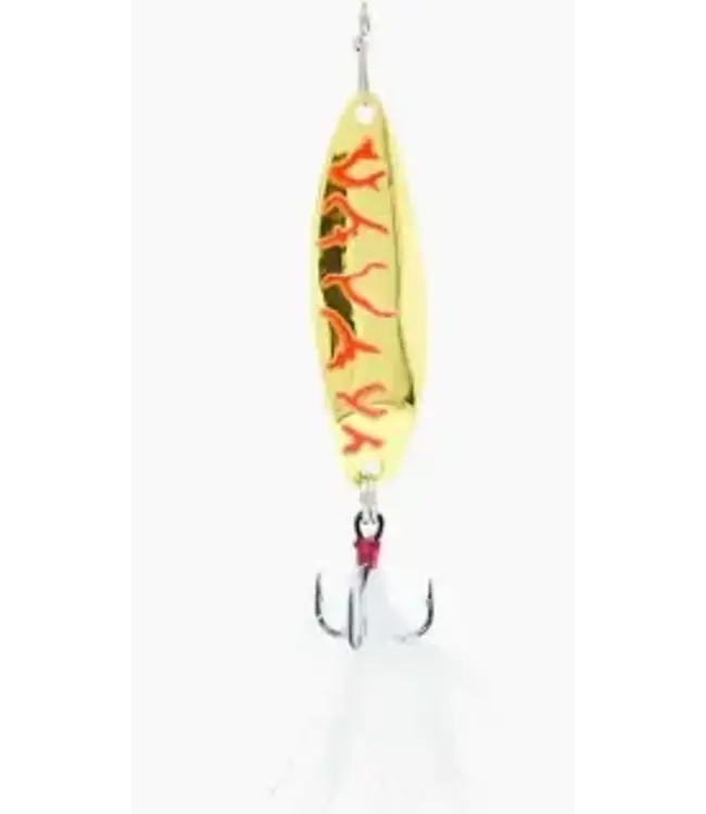 CLAM CORPORATION CLAM OUTDOORS LEECH FLUTTER SPOON 1/16OZ SZ12 GOLD RED LIGHTENING