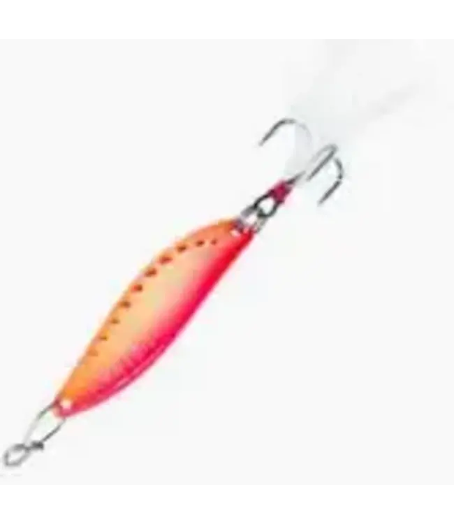 CLAM CORPORATION CLAM OUTDOORS LEECH FLUTTER SPOON 1/16OZ SZ12 GLOW CHART/PINK