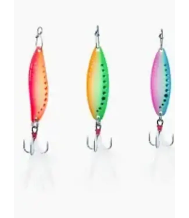 CLAM CORPORATION CLAM OUTDOORS LEECH FLUTTER SPOON KIT 1/16OZ SZ12 GLOW
