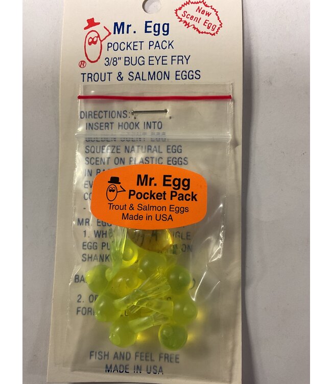 Mr. Egg Mr. Egg Pocket Pack Chartreuse Bug Eye Fry 3/8