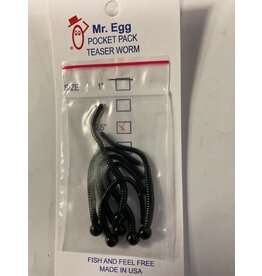 Mr. Egg Mr. Egg Pocket Pack Teaser Worm Black/Black Tail 2.5"