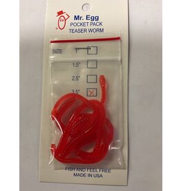 Mr. Egg Mr. Egg Pocket Pack Teaser Worm Red/Red Tail 3.5"