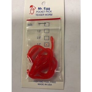 Mr. Egg Mr. Egg Pocket Pack Teaser Worm Red/Red Tail 3.5"