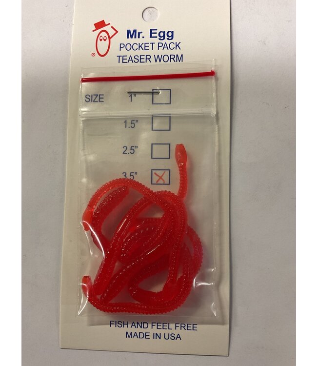 Mr. Egg Mr. Egg Pocket Pack Teaser Worm Red/Red Tail 3.5"