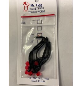 Mr. Egg Mr. Egg Pocket Pack Teaser Worm Red/Black Tail 2.5"