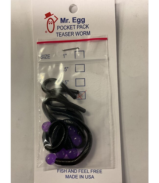 Mr. Egg Mr. Egg Pocket Pack Teaser Worm Purple/Black Tail 3.5"