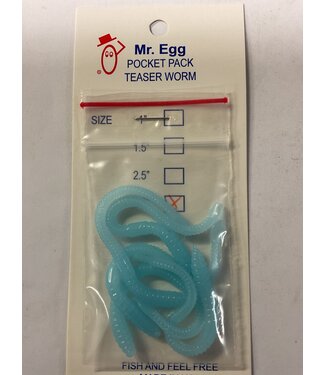 Mr. Egg Mr. Egg Pocket Pack Teaser Worm Light Blue/Bubblegum Tail 3.5"