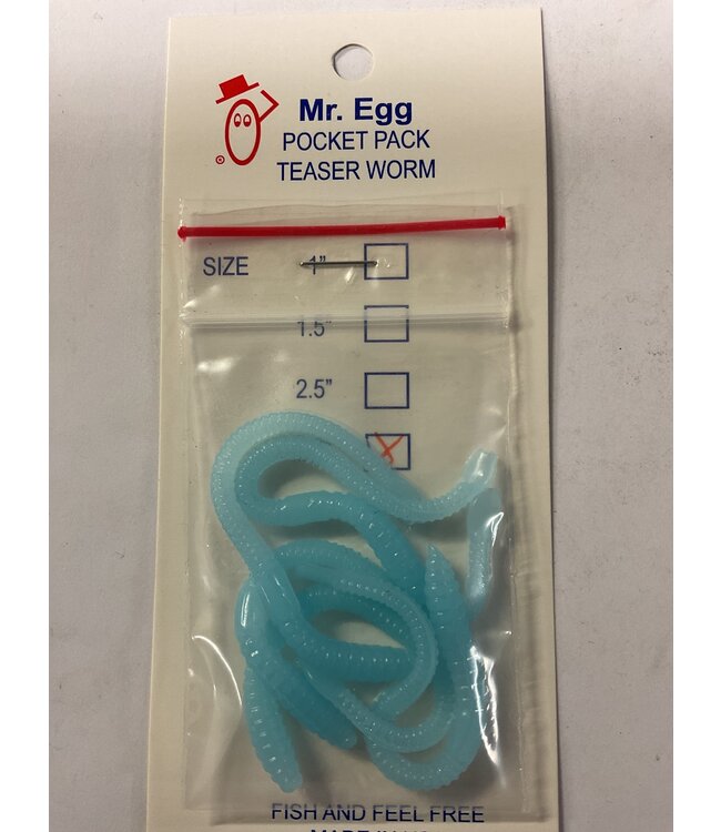 Mr. Egg Mr. Egg Pocket Pack Teaser Worm Light Blue/Bubblegum Tail 3.5"